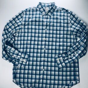 JCREW :Men's Blue and White Checkered Shirt Large